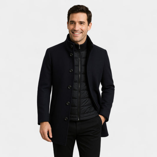 Men's Trench Parka – Stand Collar and Removable Gilet