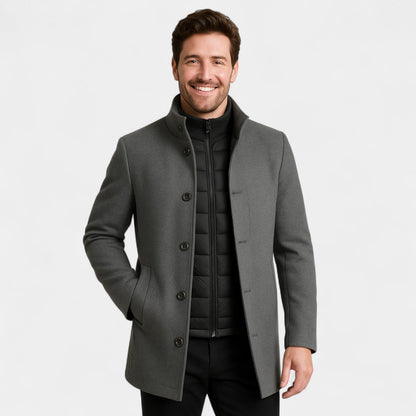 Men's Trench Parka – Stand Collar and Removable Gilet
