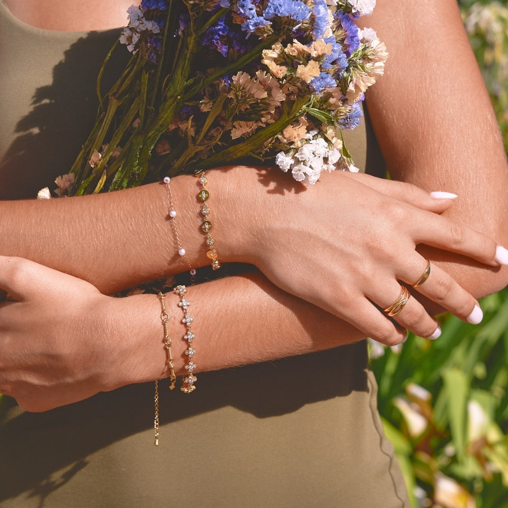 Gathered Crystal Blossom Bracelet