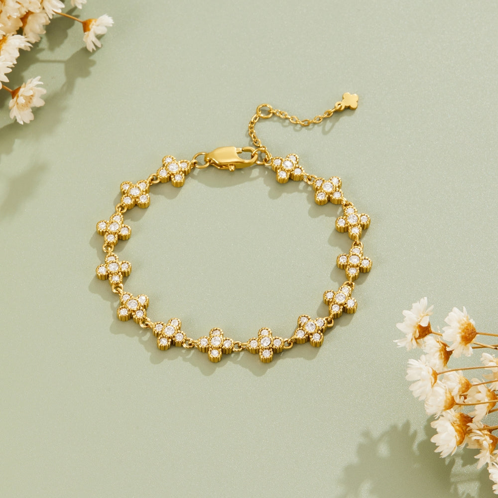 Gathered Crystal Blossom Bracelet