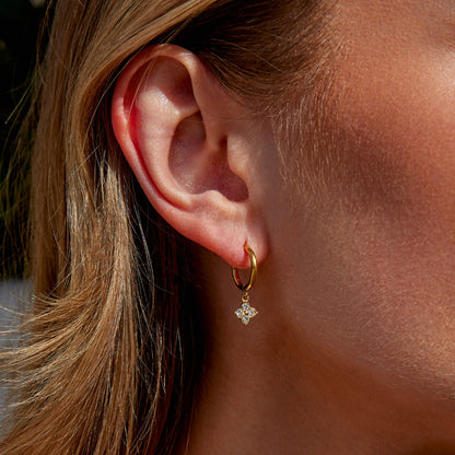 Four Leaf Clover Drop Earrings Set with Crystal