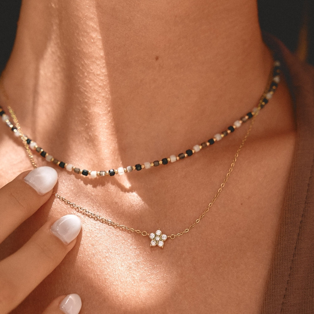Elara Crystal Petal Gold-Tone Bloom Necklace