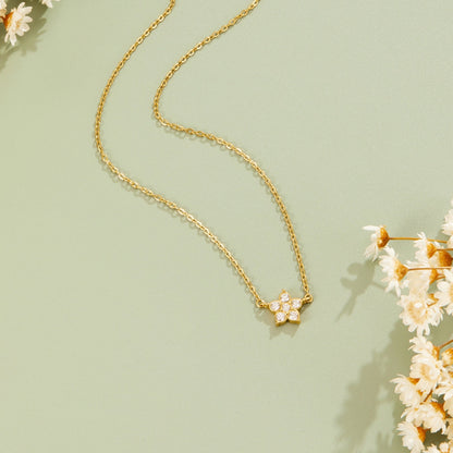 Elara Crystal Petal Gold-Tone Bloom Necklace