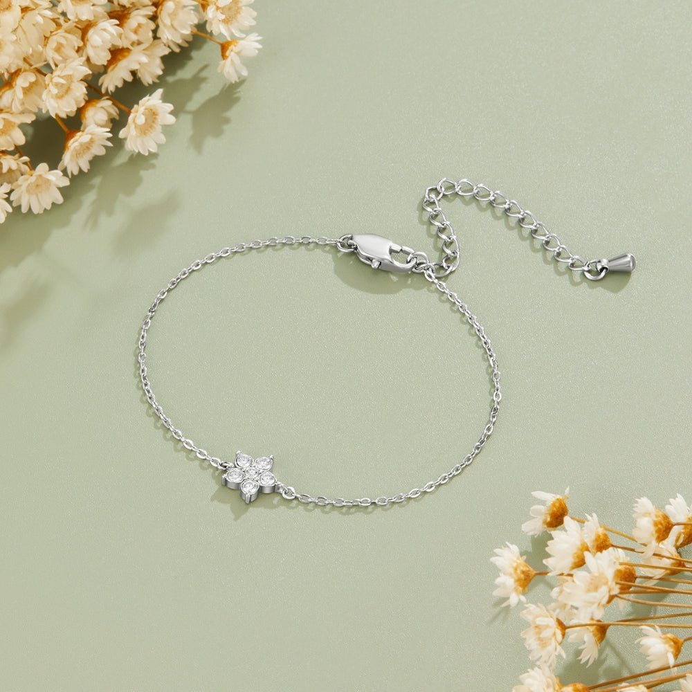 Elara Crystal Bud Silver-Tone Bracelet