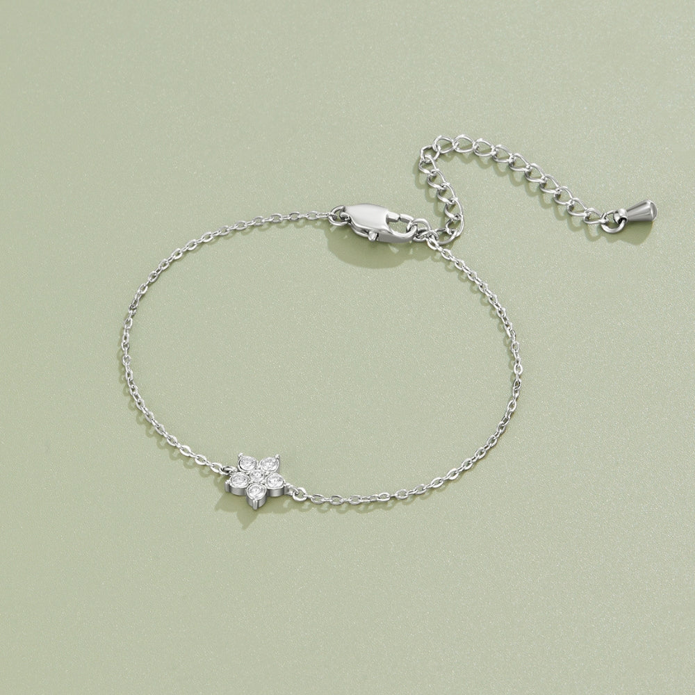 Elara Crystal Bud Silver-Tone Bracelet