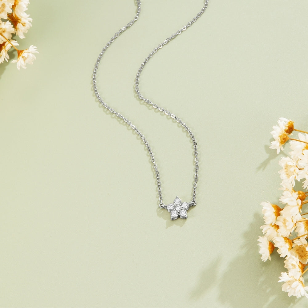 Elara Crystal Petal Silver-Tone Bloom Necklace