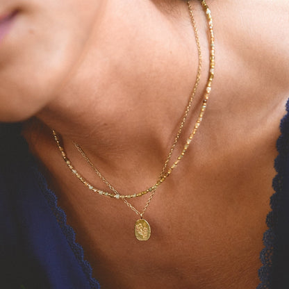 Etched Wildflower Gold-Tone Pendant Necklace