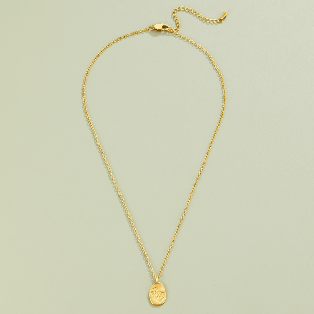 Etched Wildflower Gold-Tone Pendant Necklace