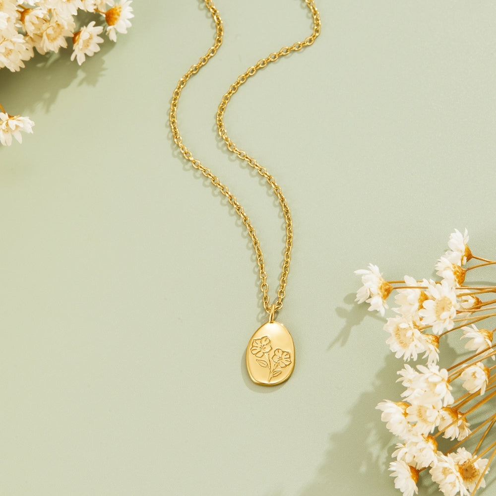 Etched Wildflower Gold-Tone Pendant Necklace