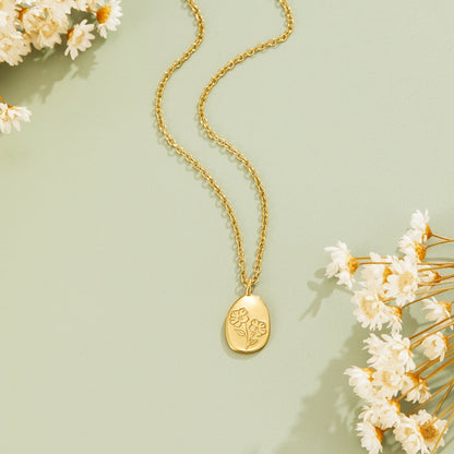 Etched Wildflower Gold-Tone Pendant Necklace