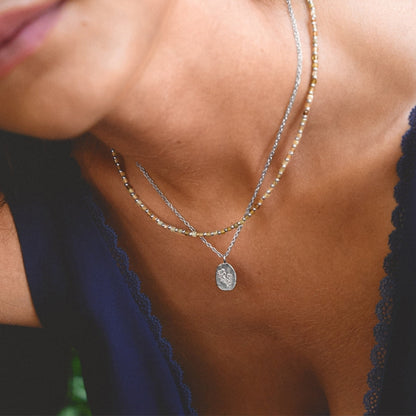 Etched Wildflower Silver-Tone Pendant Necklace
