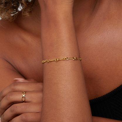 Figaro Link Small Knot Gold-Tone Bracelet