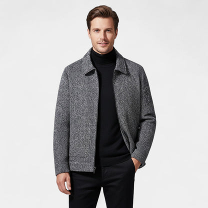 Men's Wool Blend Coat – Stand Collar Tailored Cut