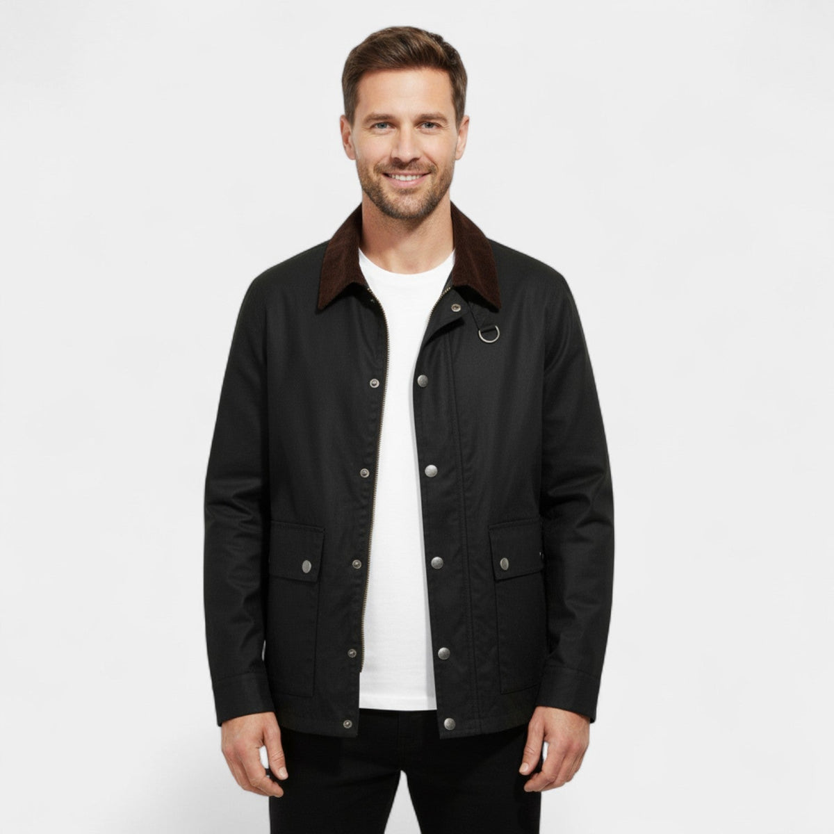 Men's Cotton Windbreaker Jacket – Multi Pocket Relaxed Cut