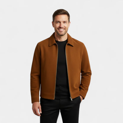 Men's Short Suede Jacket – Loose Fit Lapel Collar