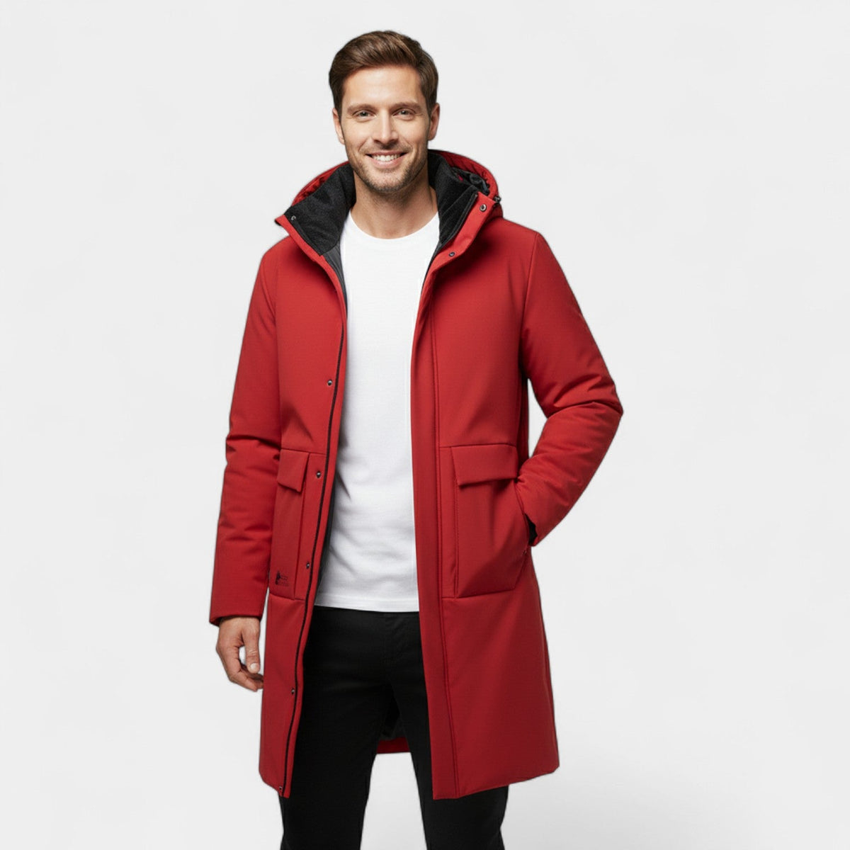 Men's Long Quilted Hooded Coat – Cotton Padded Warmth