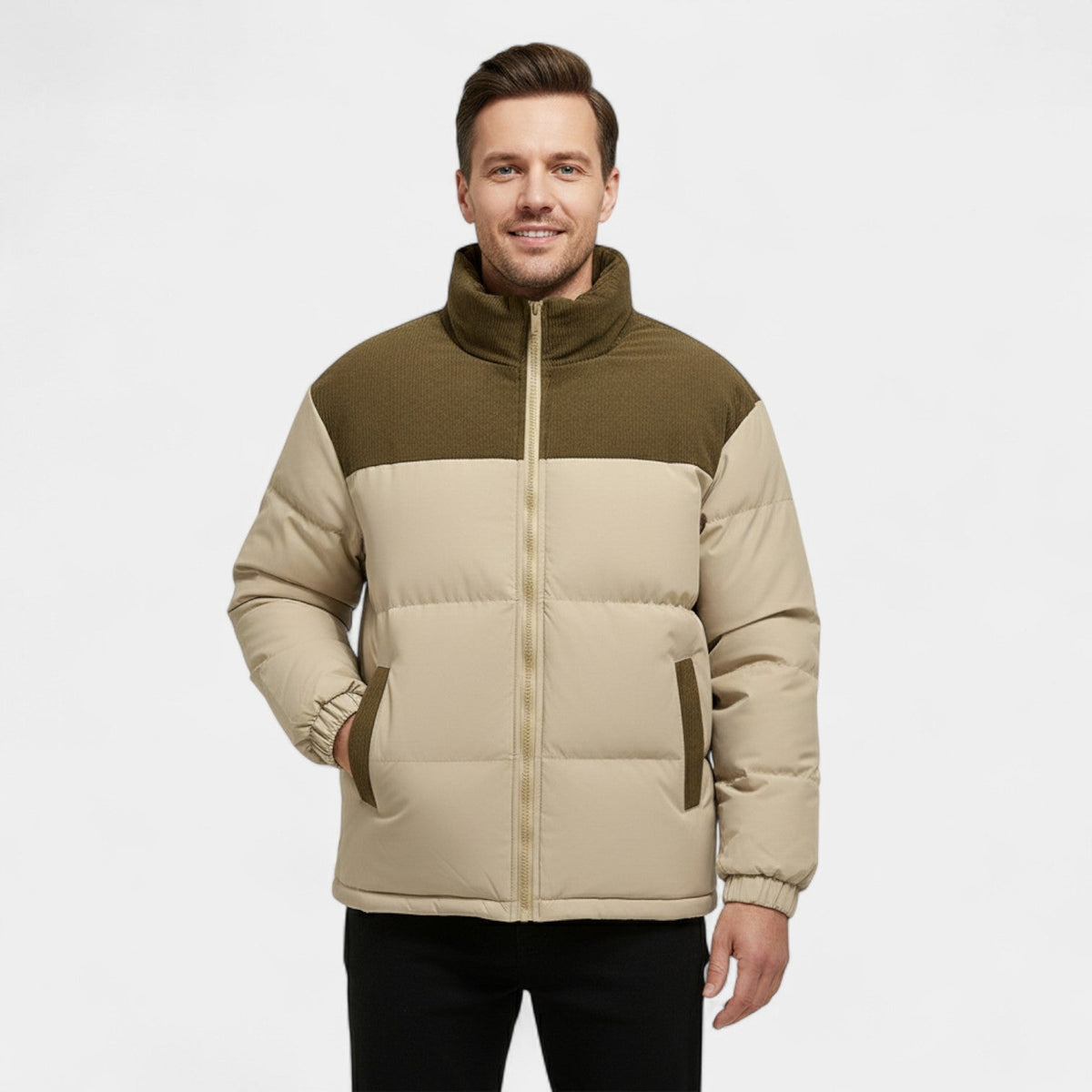 Men's Cotton Puffer Jacket – Loose Hooded Cut