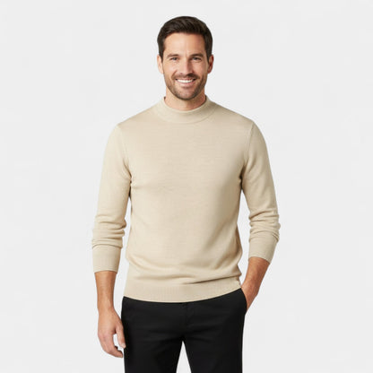 Men's Mock Neck Jumper – Smooth Minimalist Knit Layer