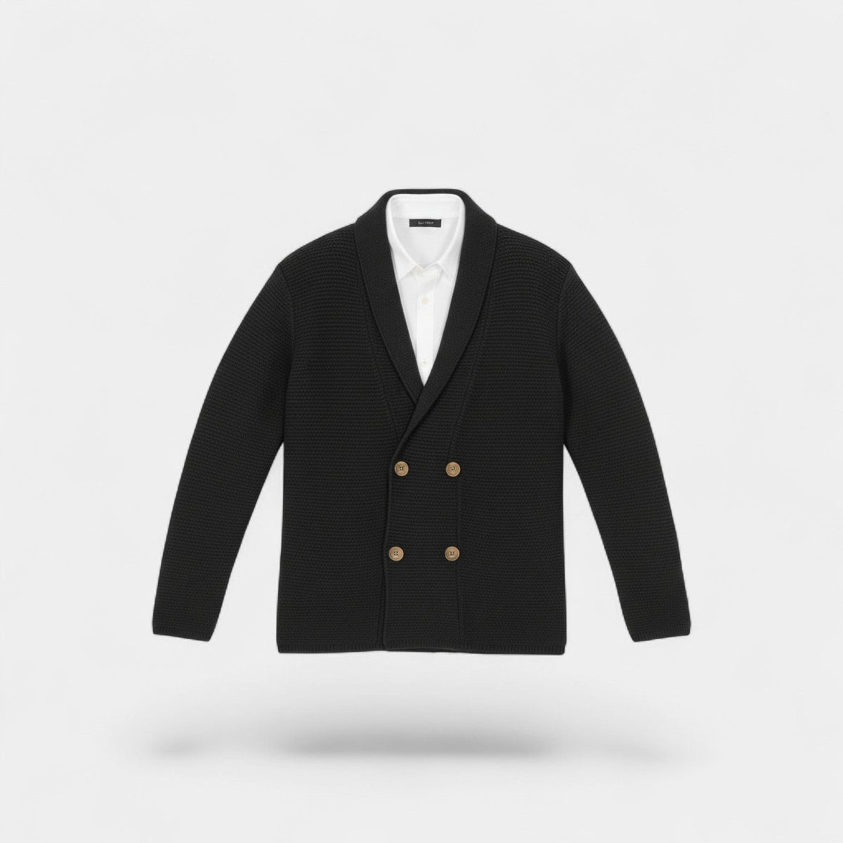 Men's Double Breasted Knit Cardigan – Lapel Collar