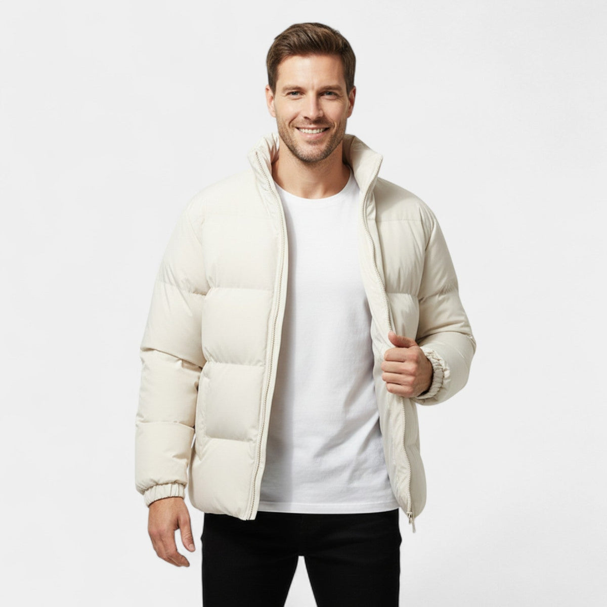 Men's Quilted Cotton Puffer Jacket – Loose Modern Fit