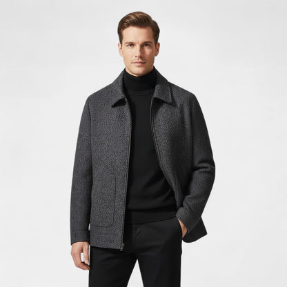 Men's Wool Blend Coat – Stand Collar Tailored Cut