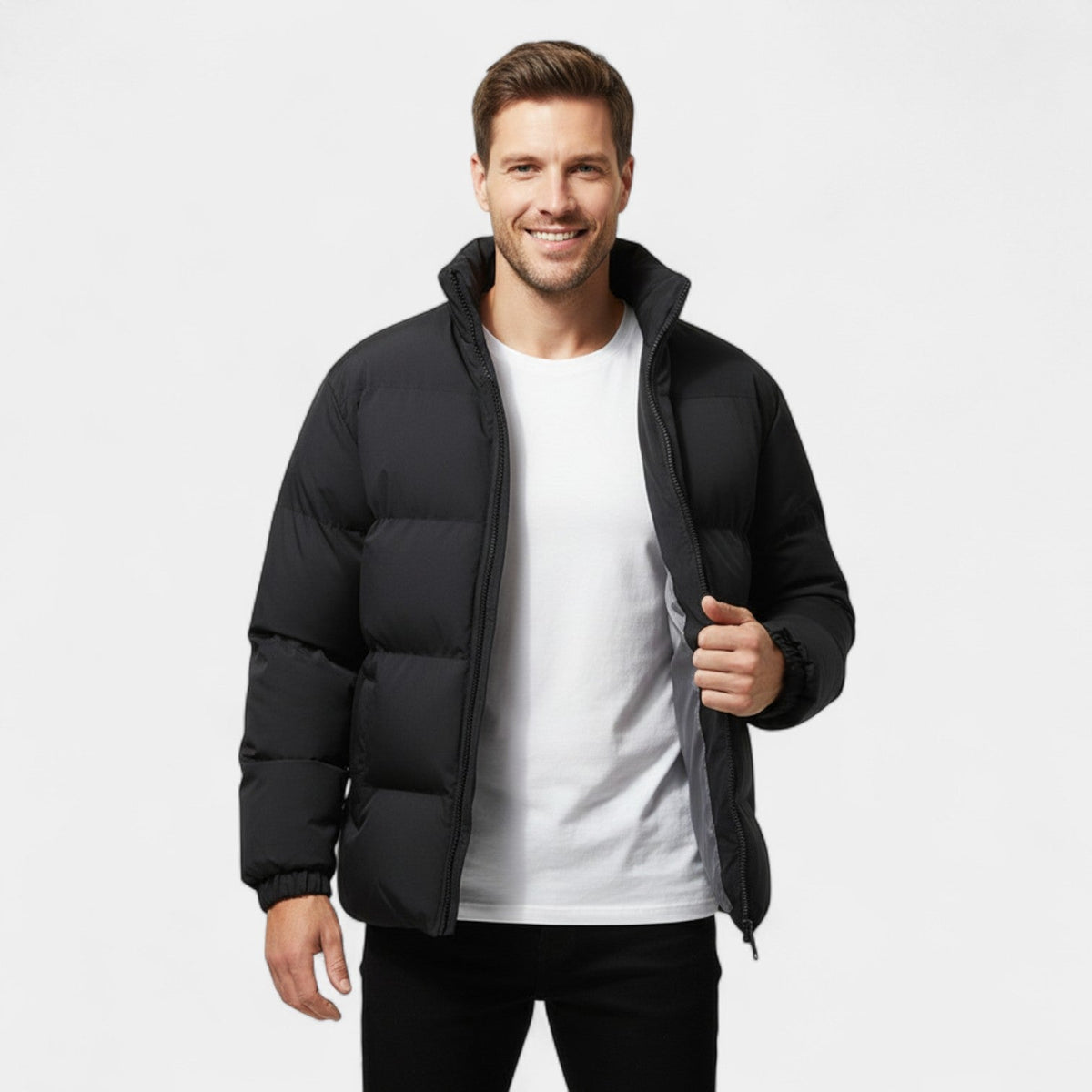 Men's Quilted Cotton Puffer Jacket – Loose Modern Fit