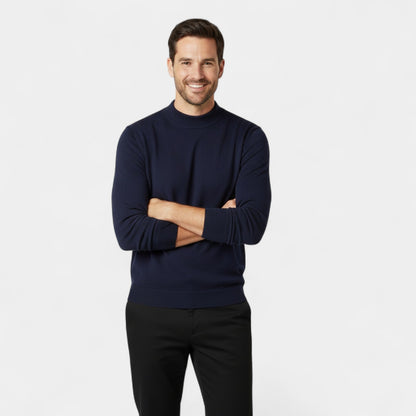 Men's Mock Neck Jumper – Smooth Minimalist Knit Layer