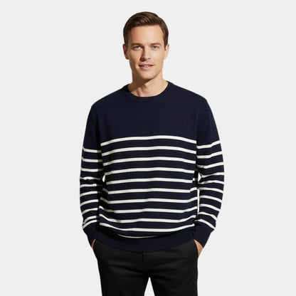 Men's Striped Knit Jumper – Crew Neck in a Loose Fit