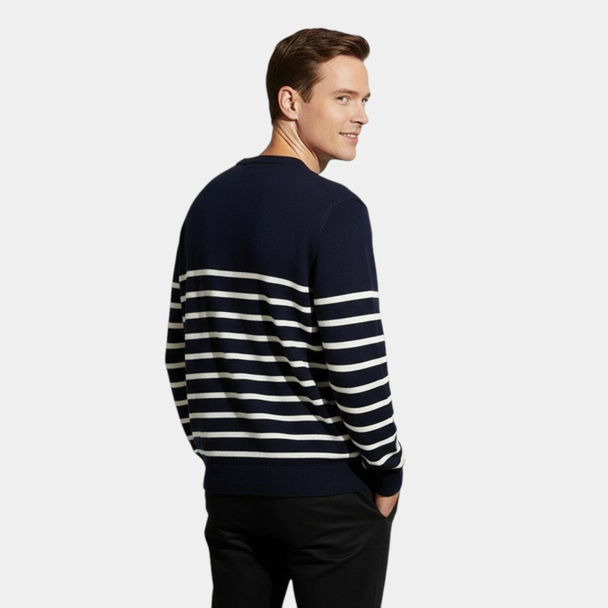 Men's Striped Knit Jumper – Crew Neck in a Loose Fit
