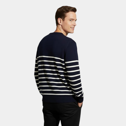 Men's Striped Knit Jumper – Crew Neck in a Loose Fit