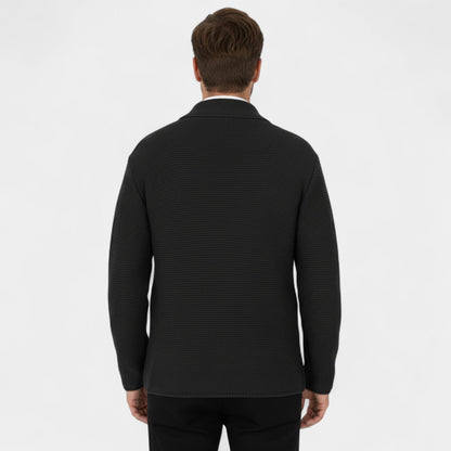 Men's Double Breasted Knit Cardigan – Lapel Collar