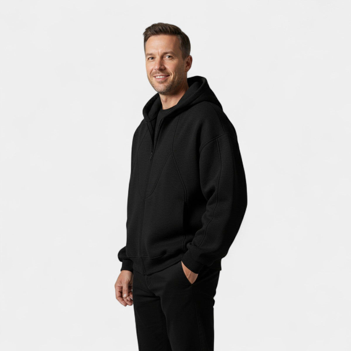 Men's Hooded Zip Cardigan – Technical Streetwear Cut