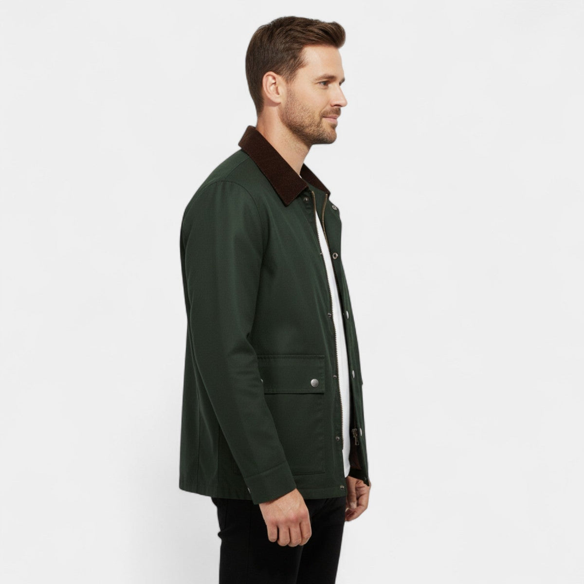Men's Cotton Windbreaker Jacket – Multi Pocket Relaxed Cut