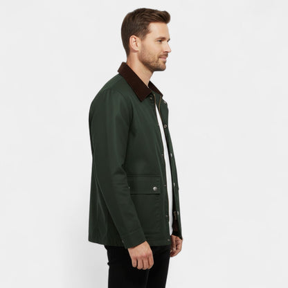 Men's Cotton Windbreaker Jacket – Multi Pocket Relaxed Cut