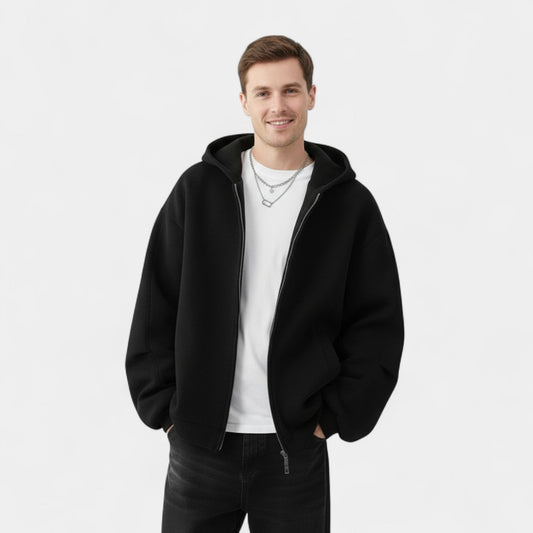 Men's Hooded Cardigan – Double Zip in Technical Fabric