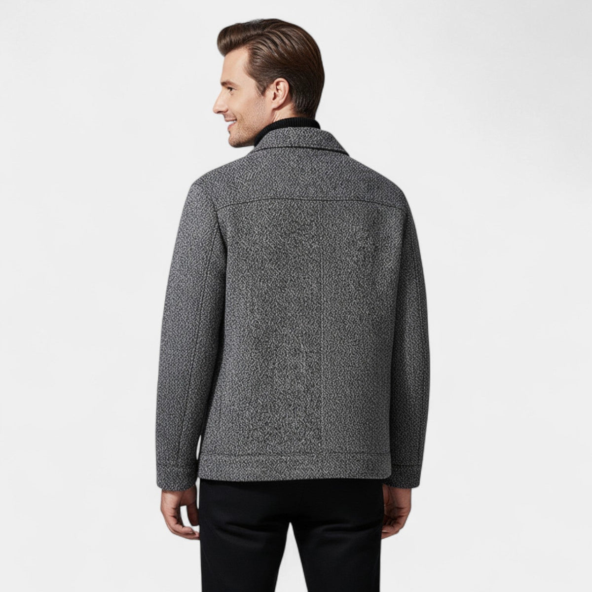 Men's Wool Blend Coat – Stand Collar Tailored Cut