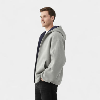 Men's Hooded Cardigan – Double Zip in Technical Fabric