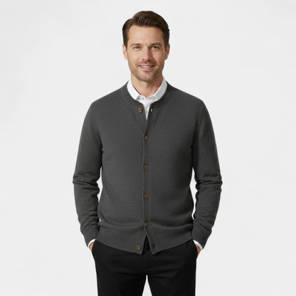 Men's Pure Cashmere Cardigan – Buttoned V Neck Knit
