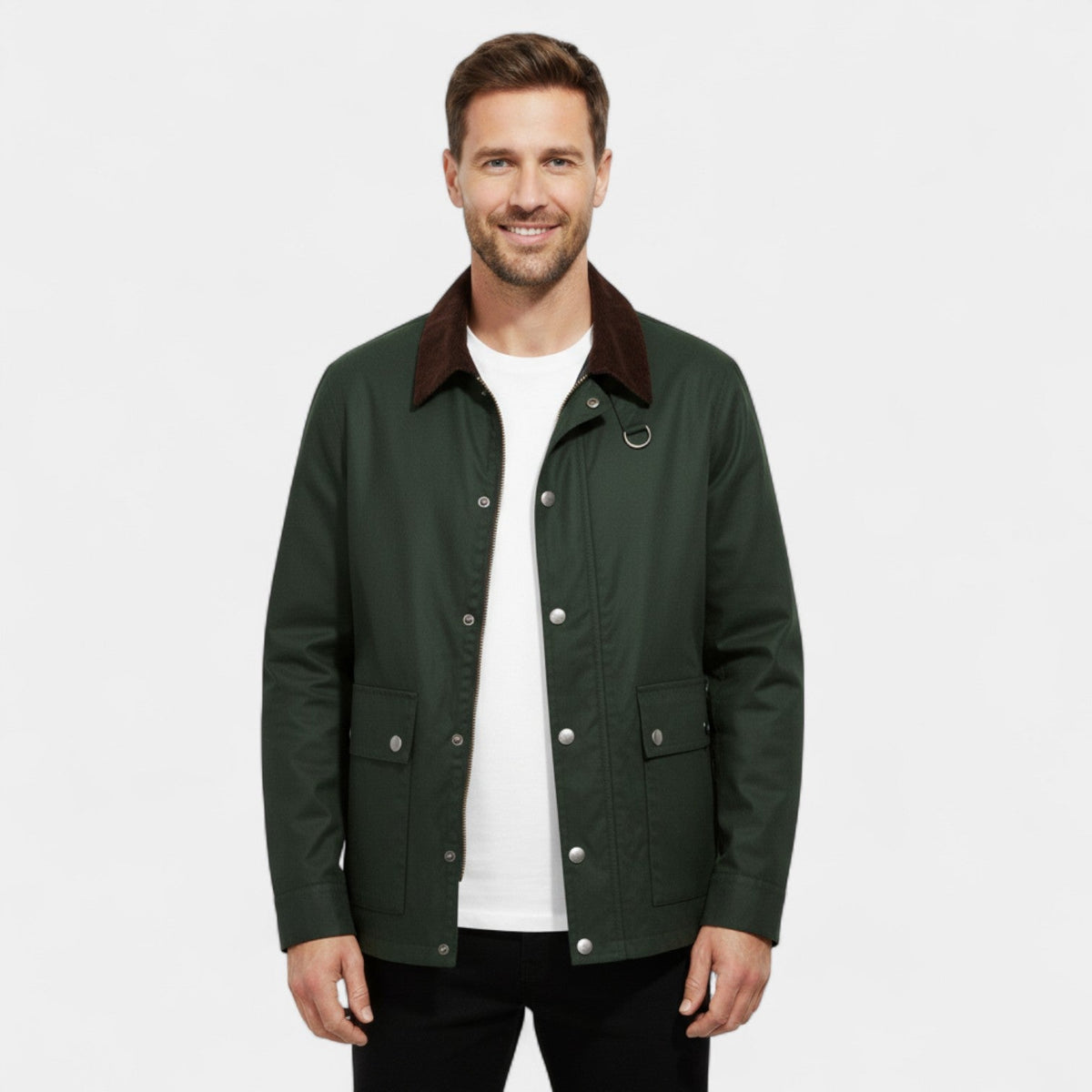 Men's Cotton Windbreaker Jacket – Multi Pocket Relaxed Cut