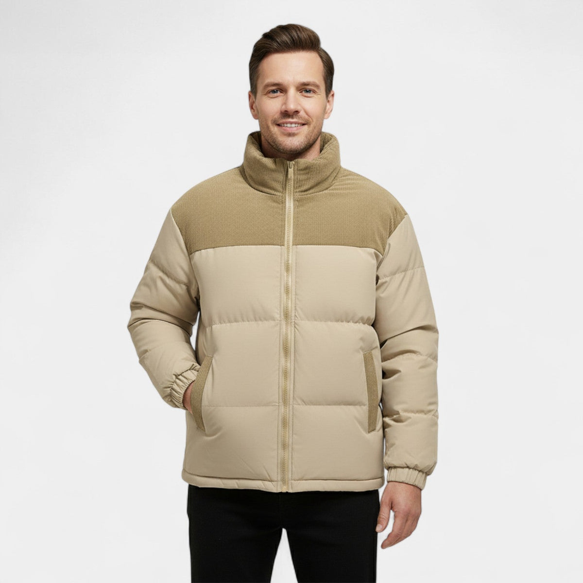 Men's Cotton Puffer Jacket – Loose Hooded Cut