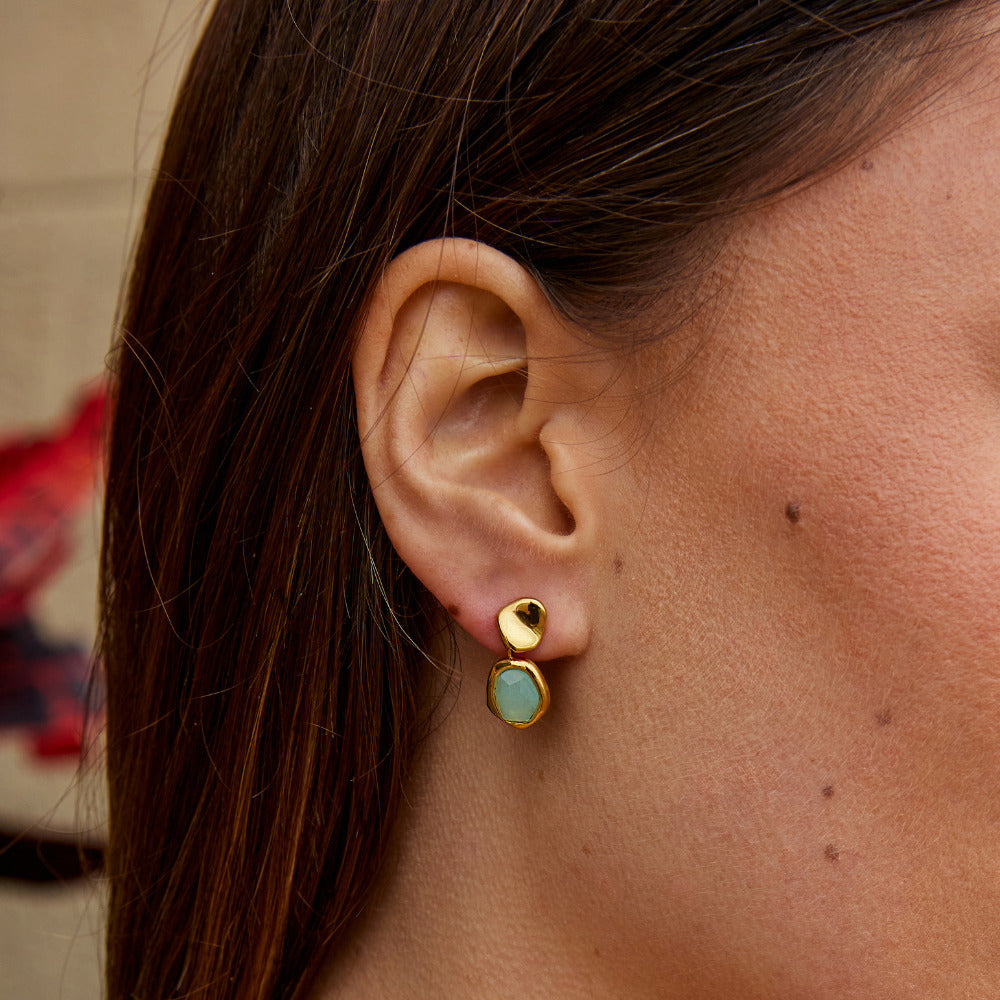 Pale Aquamarine Blue Gold-Tone Drop Earrings