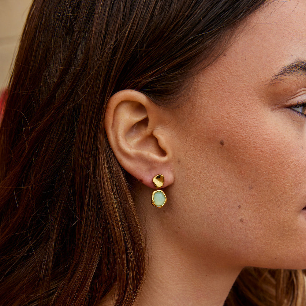 Pale Aquamarine Blue Gold-Tone Drop Earrings