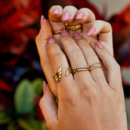 Angel Wing Open Wrap Ring in a Golden Finish