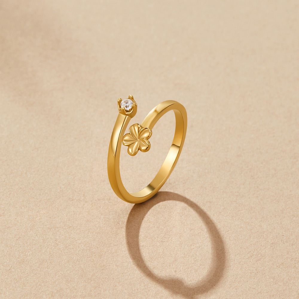 Gathered Petal Bloom Gold-Tone Band Ring