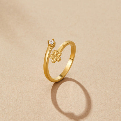 Gathered Petal Bloom Gold-Tone Band Ring