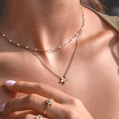Single Blossom Gold-Tone Pendant Necklace