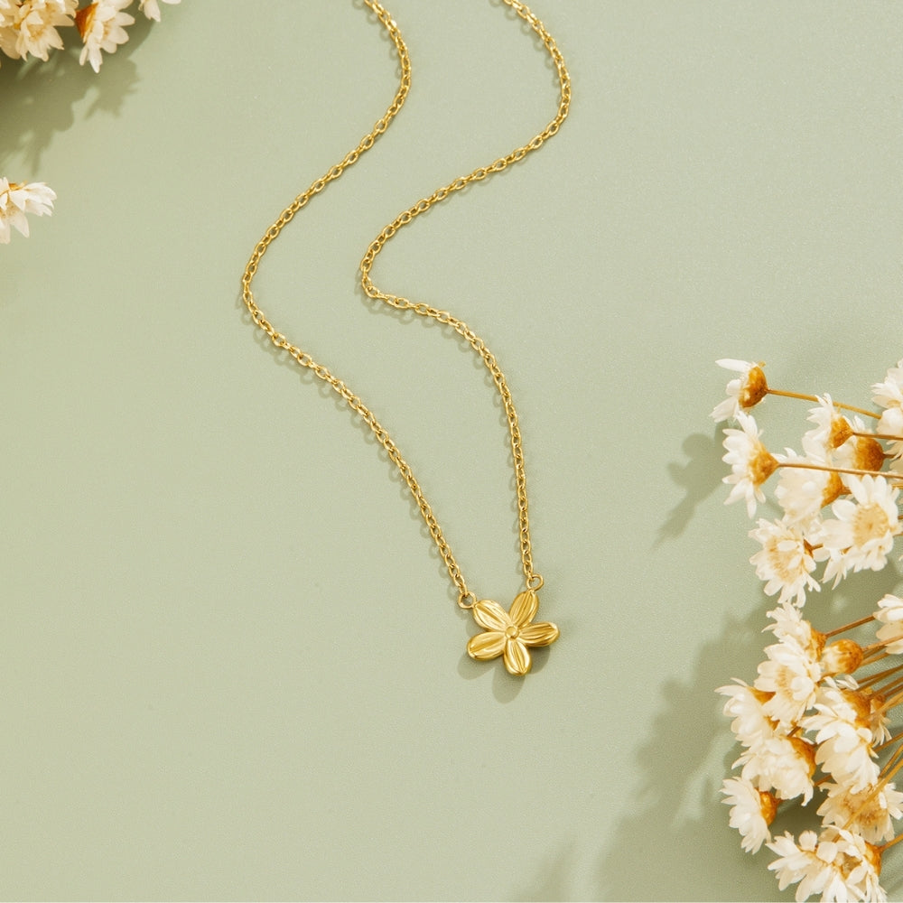 Single Blossom Gold-Tone Pendant Necklace