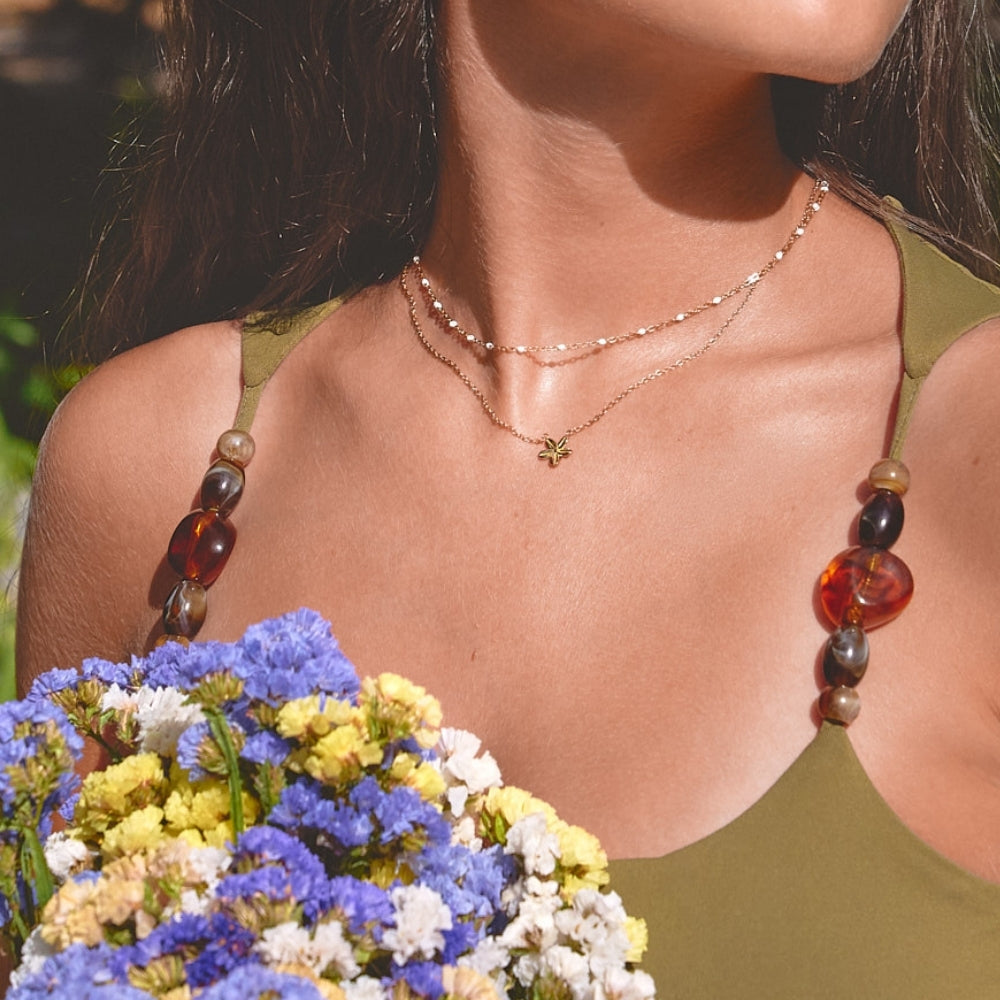 Single Blossom Gold-Tone Pendant Necklace
