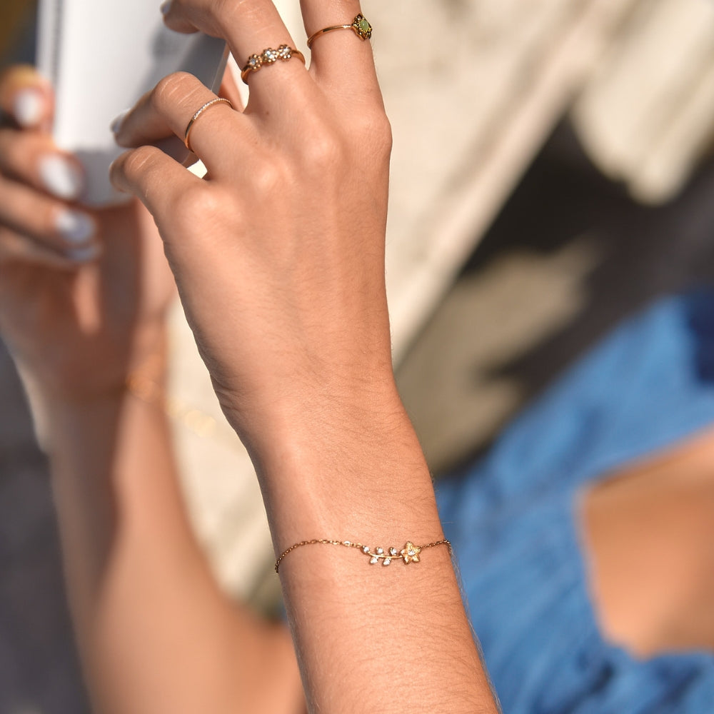 Trailing Crystal Vine Gold-Tone Bracelet
