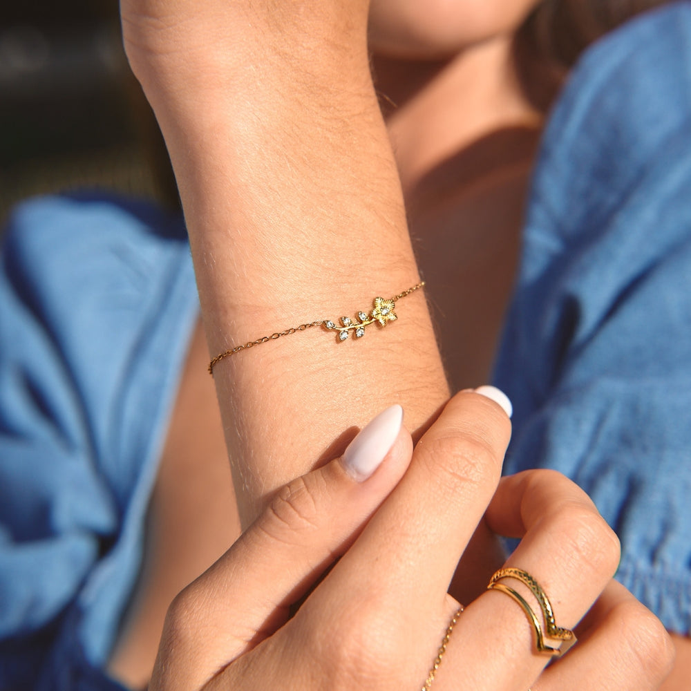 Trailing Crystal Vine Gold-Tone Bracelet
